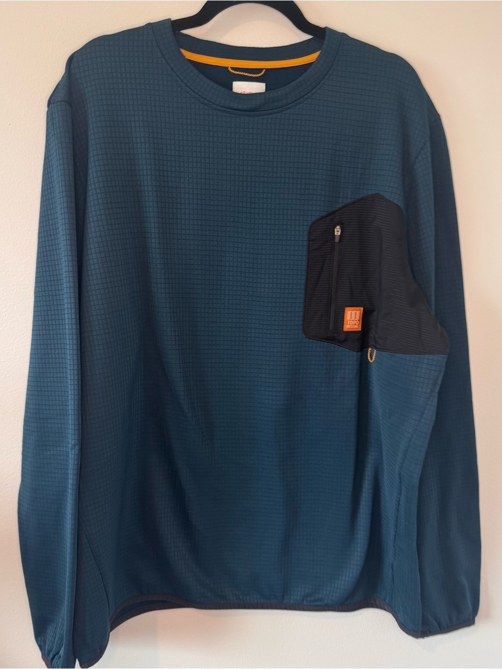 Topo Designs Global Midlayer Crew Men’s XXL Blue Grid Fleece Gorpcore
